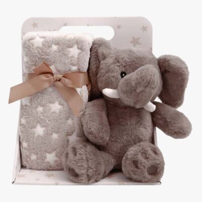 CarloBaby Fleecetæppe og Bamse Elefant, Brun