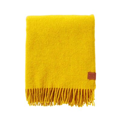 Uldplaid - 130x180 cm - Recycled uld/lammeuld - True Yellow Straw