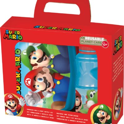 Super Mario madkassesæt - Madkasse og drikkedunk til børn