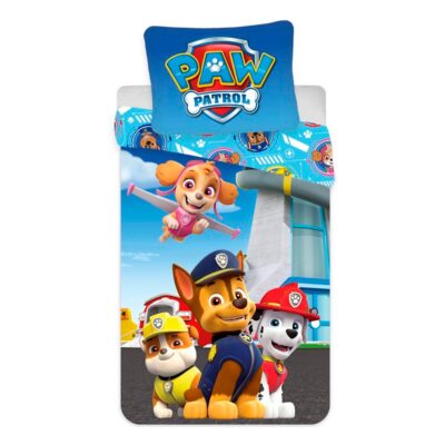 Paw Patrol sengetøj - 100% bomuld - Børnesengetøj 140x200 cm - Hvalpe venner: Chase, Rubble, Skye og Marshall