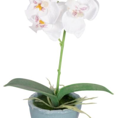Kunstig Orkidé - Højde 26 cm - Hvide flotte blomster - Kunstig potteplante