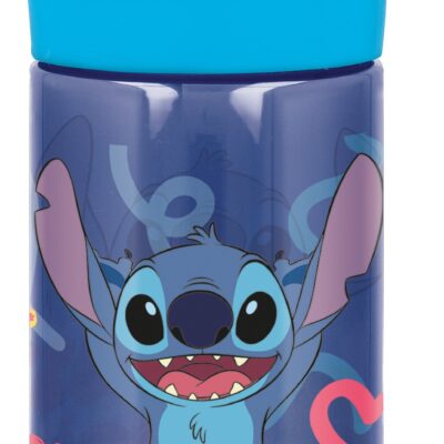 Stitch drikkedunk - Vandflaske med flipfunktion og sugerør