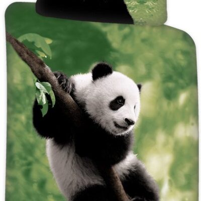 Panda sengetøj - 100% bomuld - Junior sengetøj 100x140 cm