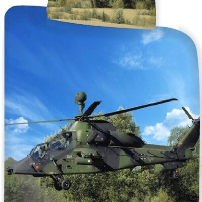 Helikopter sengetøj - 100% bomuld - Børnesengetøj 140x200 cm - Militær helikopter