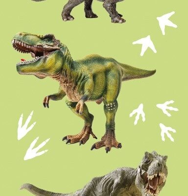 Dinosaur håndklæde - 70x140 cm - 100% bomuld - Blødt badehåndklæde med Triceratops og T-Rex
