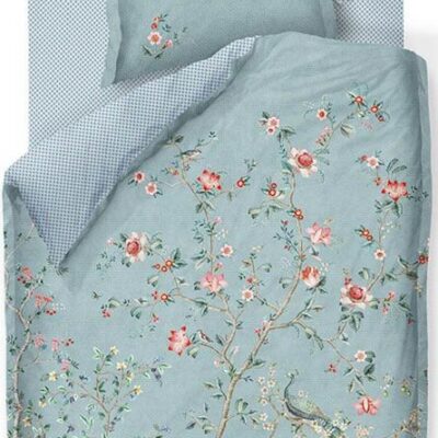 Pip studio sengetøj - 140x220 cm - Okinawa blue - Blomstret sengetøj - Dobbeltsidet sengesæt - 100% bomuld