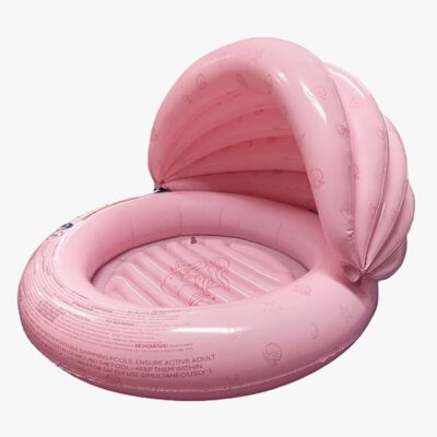 Swim Essentials Badebassin med Solbeskyttelse 100 cm, Sea Pearl, Badebassin til børn