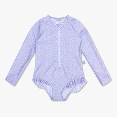 Swim Essentials Langærmet UV-Dragt, Lilla Leopard, 98-104