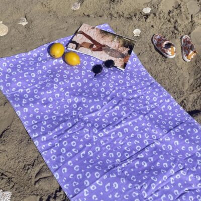 Swim Essentials Badehåndklæde, Lilla Leopard