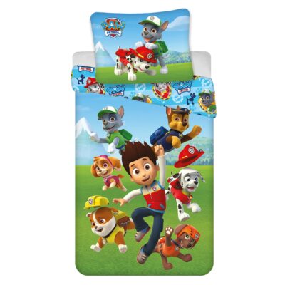 Paw Patrol sengetøj - 100% bomuld - Børnesengetøj 140x200 cm - Ryder og alle hvalpevennerne