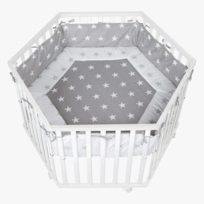 Roba Hexagon Kravlegård med Hjul & Sengehest, Little Stars White