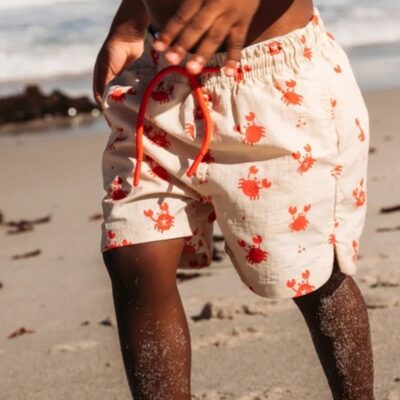Swim Essentials Badeshorts, Crabby Red/Beige, 110-116
