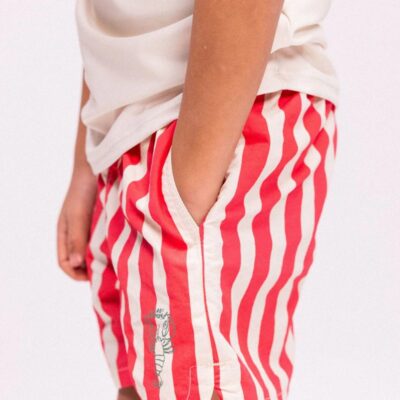 Swim Essentials Badeshorts, Lobster Stripe Beige/Red, 122-128