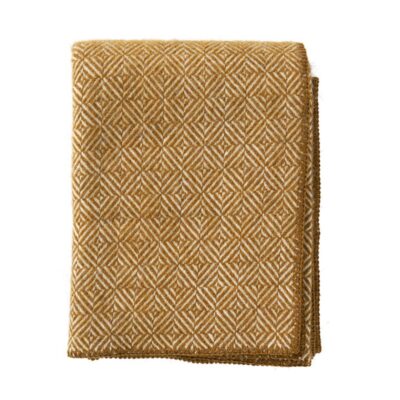 Uldplaid - 130x180 cm - Alpacauld/lammeuld - Diamonds Caramel