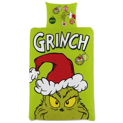 Grinch sengetøj - 100% bomuld - Børnesengetøj 140x200 cm - Julesengetøj