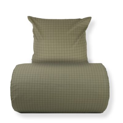 Dobbelt sengetøj 240x220 cm - 100% bomuld - Grønt med mørkegrønne tern