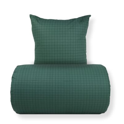 Sengetøj 140x220 cm - 100% bomuld - Grønt med mørkegrønne tern