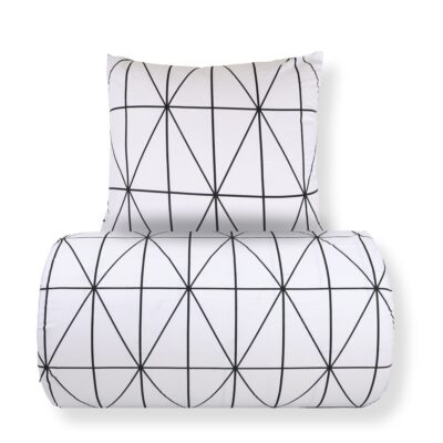 Dobbelt sengetøj 200x220 cm - 100% bomuld - Hvidt med sorte harlekintern