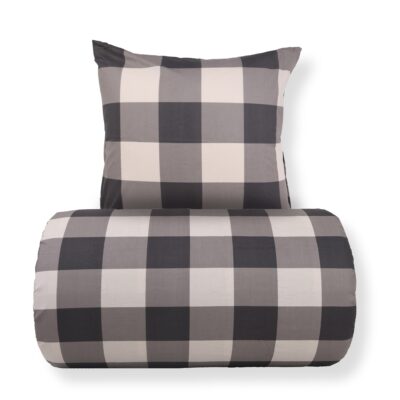 Dobbelt sengetøj 200x220 cm - 100% bomuld - Grå tern