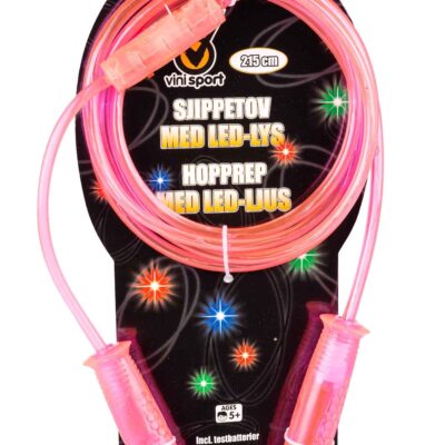 Sjippetov med LED-lys 215 cm - Lyserød