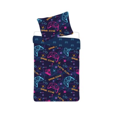 Sengetøj 140x200 cm - Microfiber - Vendbart gamer motiv
