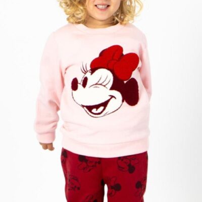 Disney Minnie Mouse-sæt med sweater og bukser, rød/lyserød, 3 år