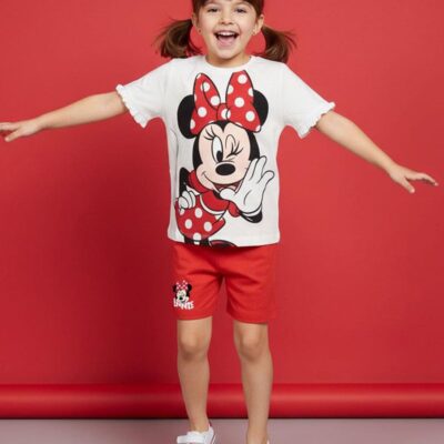 Disney Minnie Mouse T-shirt & Shorts Sæt, Hvid, 110-116
