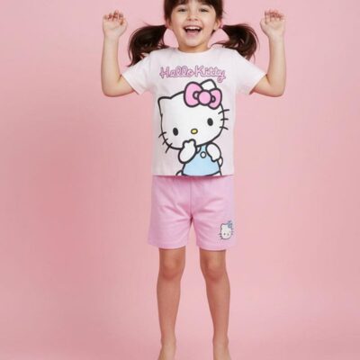 Hello Kitty T-shirt & Shorts Sæt, Lyserød, 140-146