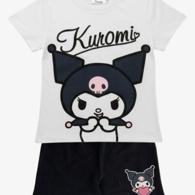 Hello Kitty Kuromi T-shirt & Shorts Sæt, Hvid, 128-134