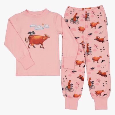 Geggamoja Todelt Pyjamas Mor Muh og Krage, Pink, 86-92