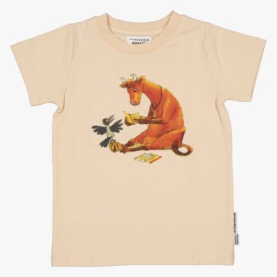 Geggamoja T-shirt Mor Muh og Krage, Beige, 86-92
