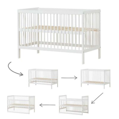 Hoppekids IDA-MARIE - Babyseng m. Justérbar Højde og Sidepanel - Hvid