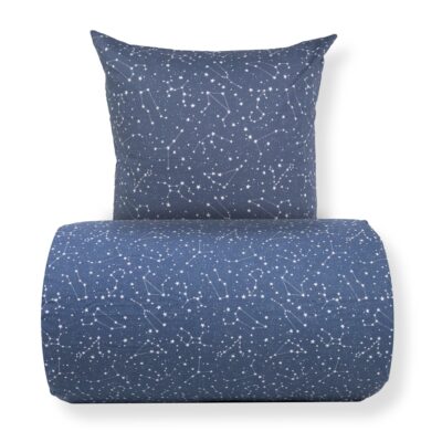 Sengetøj - 100% Bomuld - Zodiac blue - Vendbart med stjerner