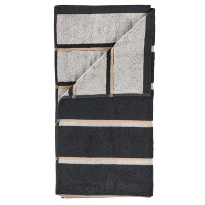 Håndklæde - 100% bomuld - Badehåndklæde 70x140 cm - Zone Denmark Sauna - Stribet Black