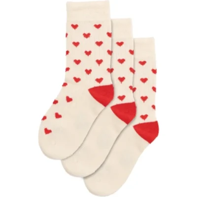 Bamboo hjerte strømper 3 pak - BRIGHT RED - 27/30