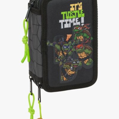 Ninja Turtles Tredelt Penalhus, Grå/Sort