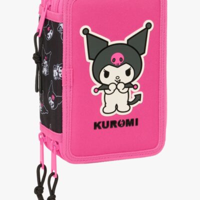 Hello Kitty Kuromi Penalhus med 3 Rum, Lyserød/sort