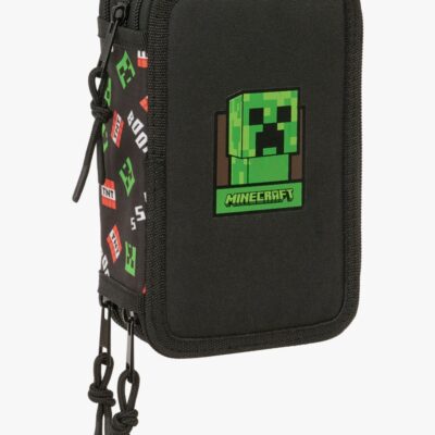 Minecraft Fyldt Penalhus med 3 Rum 37 Dele, Sort
