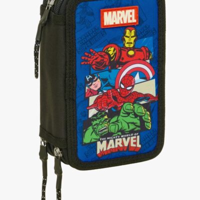 Marvel Avengers Fyldt Penalhus med 3 Rum 37 Dele, Blå