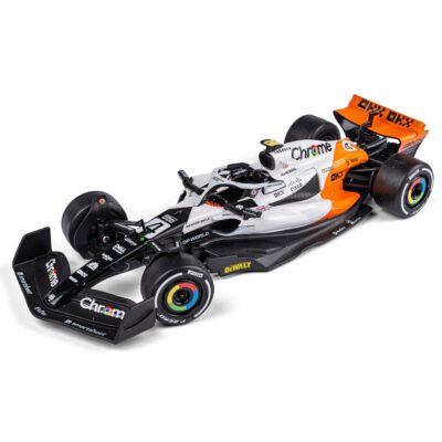 Modelbil - Formel 1 McLaren - Hvid/orange - Racerbil nr 4