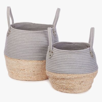 KidsDepot Kori Opbevaringskurv 2-pak, Grey/Natural
