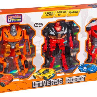 Transformerende robotter 3 stk - Orange, rød og sort