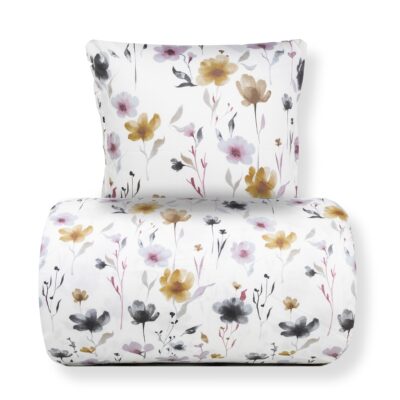 Sengetøj - bomuldssatin - Hvidt blomster print