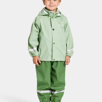 Didriksons Slaskeman Regnsæt, Light Algae Green, 140, Regntøj børn