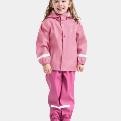 Didriksons Slaskeman Regnsæt, Light Heather Pink, 140, Regntøj børn