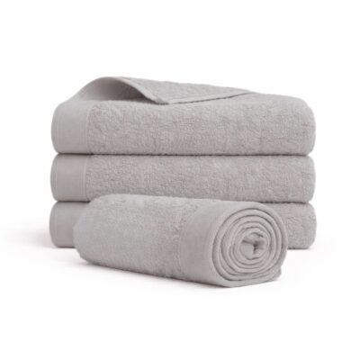 Bomulds håndklæde - 100% bomuld - 50x100 cm - Valmue - Lysegrå