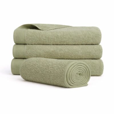 Bomulds håndklæde - 100% bomuld - 50x100 cm - Valmue - Lysegrøn