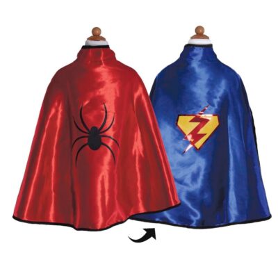 Udklædning - Vendbar kappe - Spiderman/superman - Fra 5-6 år.