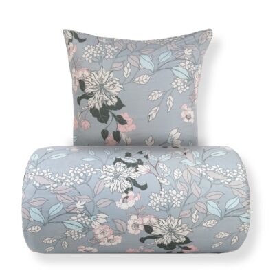 Sengetøj - Microfiber - Støvet grønt blomstret print