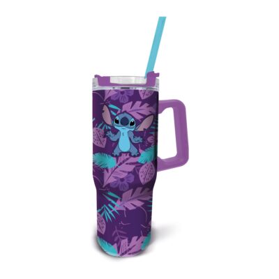 Stitch termokop med sugerør og håndtag - Tumbler drikkedunk 940 ml